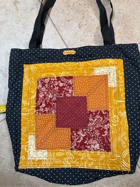 New Boho quilted patchwork handbag tote xl  pockets exterior handmade with love